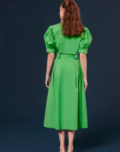 Robe Coton Biologique en popeline verte