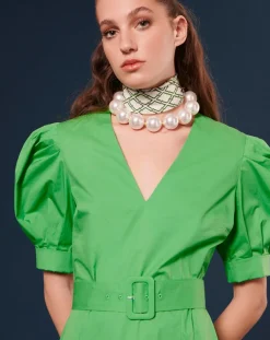 Robe Coton Biologique en popeline verte