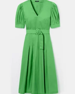 Robe Coton Biologique en popeline verte