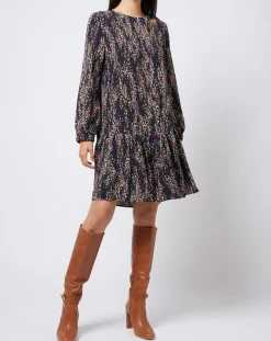 Robe courte à motif et découpe multicolore