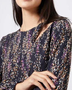 Robe courte à motif et découpe multicolore