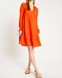 Robe courte à volants rouge