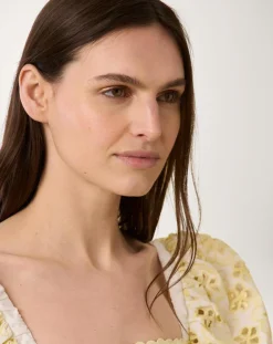 Robe courte Broderie blanc/jaune