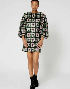 Robe courte Crochet Paillette noire