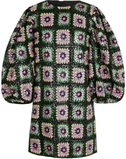 Robe courte Crochet Paillette noire