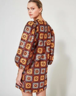 Robe courte Crochet Paillette chocolat