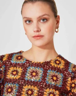 Robe courte Crochet Paillette chocolat