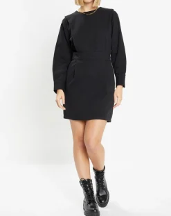 Robe courte en Coton bio Clara unie noire