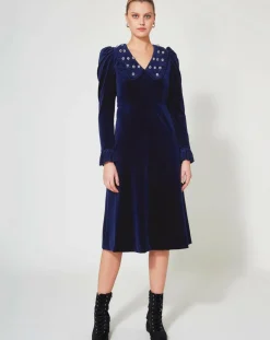 Robe courte en Velours Princesse encre