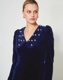 Robe courte en Velours Princesse encre