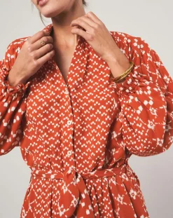 Robe courte Sonia à motifs orange