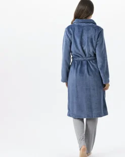 Robe de chambre en peluche flanelle Essentiel prusse