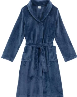 Robe de chambre en peluche flanelle Essentiel prusse