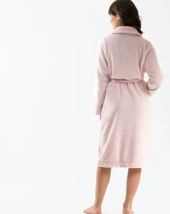 Robe de chambre en peluche flanelle Essentiel bois de rose