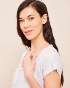 Robe de nuit longue Smoothie gris chiné/blanc