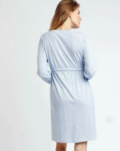 Robe de nuit Stripes & Dots bleu ciel