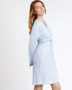 Robe de nuit Stripes & Dots bleu ciel