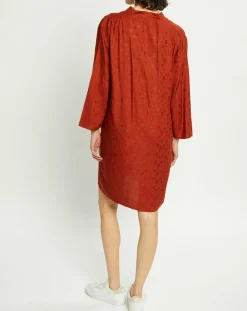 Robe Dina imprimée palmiers paprika