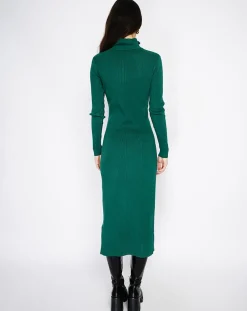Robe en Cachemire mélangé Eliane vert amazone
