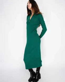 Robe en Cachemire mélangé Eliane vert amazone