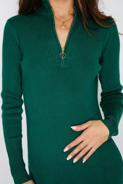 Robe en Cachemire mélangé Eliane vert amazone