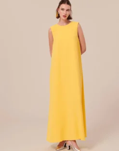 Robe en crêpe jaune