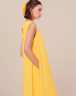 Robe en crêpe jaune