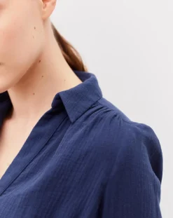 Robe en Gaze de Coton Betina indigo