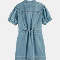 Robe en Jean courte en Toile de coton mélangé bleue