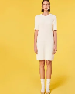 Robe en Laine mélangée irisée ecrue