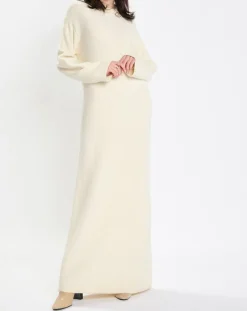 Robe en Laine mélangée maxi longue écru