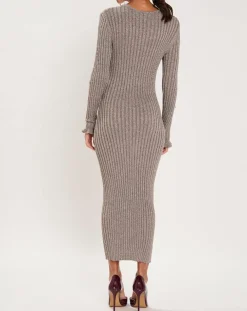 Robe en maille Côte Lurex argentée