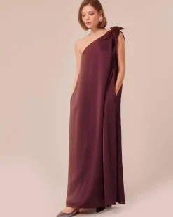 Robe en satin fluide chocolat