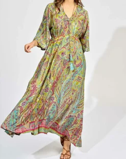 Robe en Soie mélangée Kylan vert/multicolore