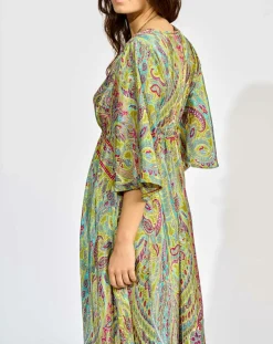 Robe en Soie mélangée Kylan vert/multicolore