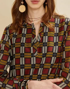 Robe en Soie mélangée Marcia bordeaux