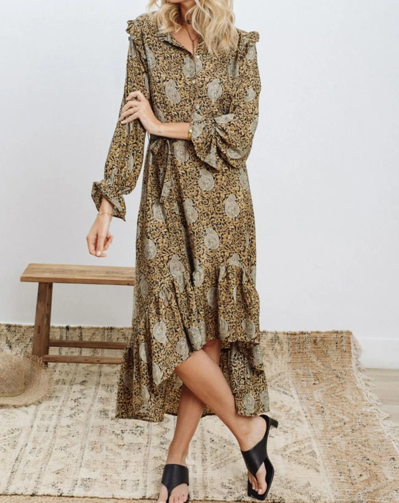 Robe en Soie mélangée Sasha dorée