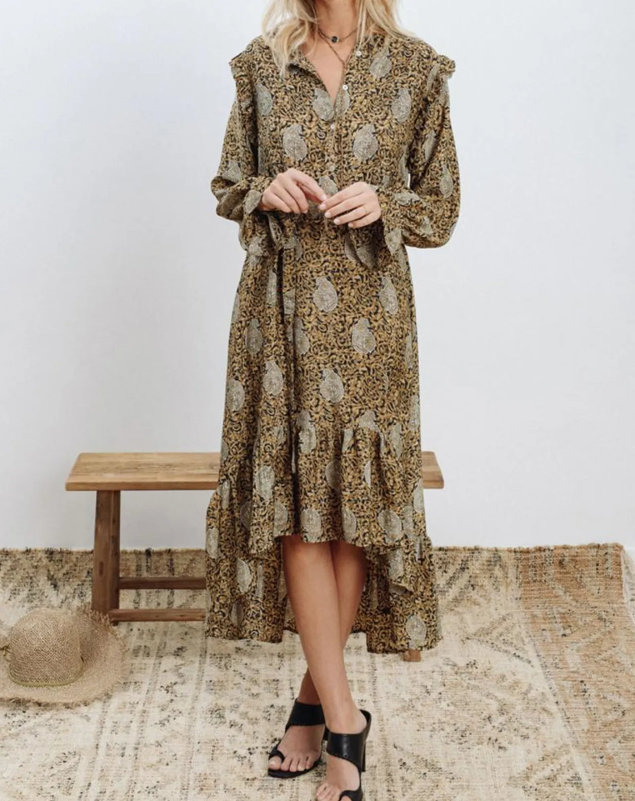 Robe en Soie mélangée Sasha dorée