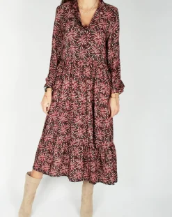 Robe en Soie mélangée Soan imprimée étoile rouge/noir