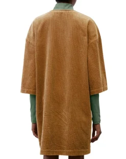 Robe en Velours côtelé zip poche marron