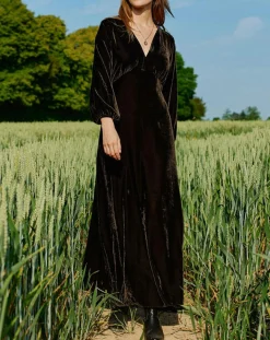 Robe en Velours Solo café