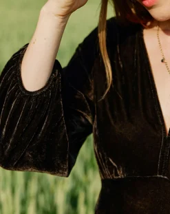 Robe en Velours Solo café