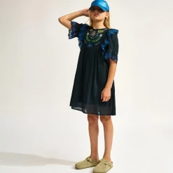 Robe en Voile de Coton brodé Honest marine