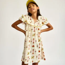 Robe en Voile de Coton Hippie imprimée blanc/multicolore