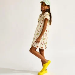 Robe en Voile de Coton Hippie imprimée blanc/multicolore