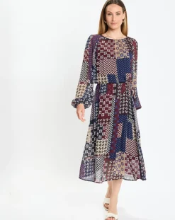 Robe en voile Klook imprimée bordeaux/marine