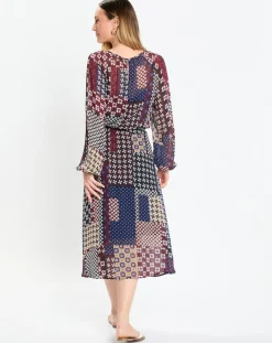 Robe en voile Klook imprimée bordeaux/marine