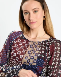 Robe en voile Klook imprimée bordeaux/marine