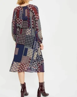 Robe en voile Klook imprimée bordeaux/marine