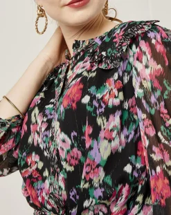 Robe en voile Los Angeles imprimée noir/multicolore